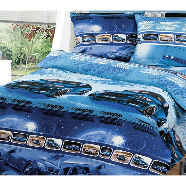 Сине-голубая подростковая бязь Драйв с голубым компаньоном