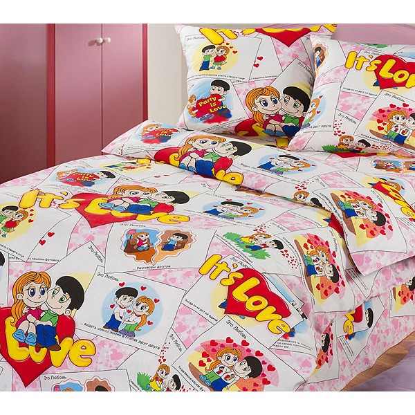 Бело-розовая детская бязь Очаровашки с мультяшными героями