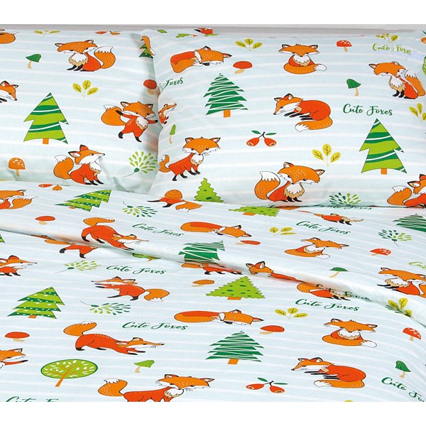 Белая детская бязь Лисята