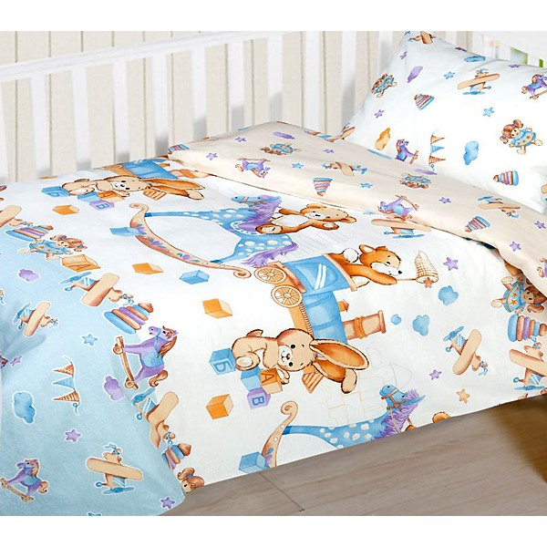 Белая бязь Детство с детскими игрушками