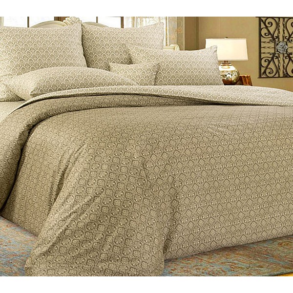 Песчано-бежевый сатин Этюд с мелким орнаментом и светло-песчаным компаньоном