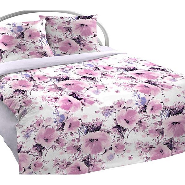 Постельное белье из белой шуйской бязи с розовыми цветами