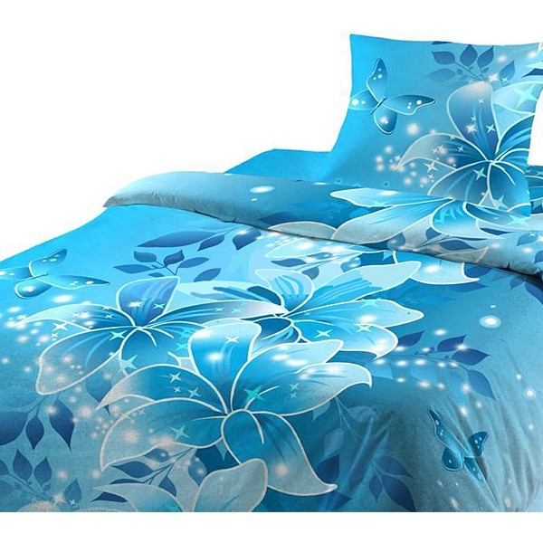 Бирюзовая шуйская бязь с крупными бутонами цветов