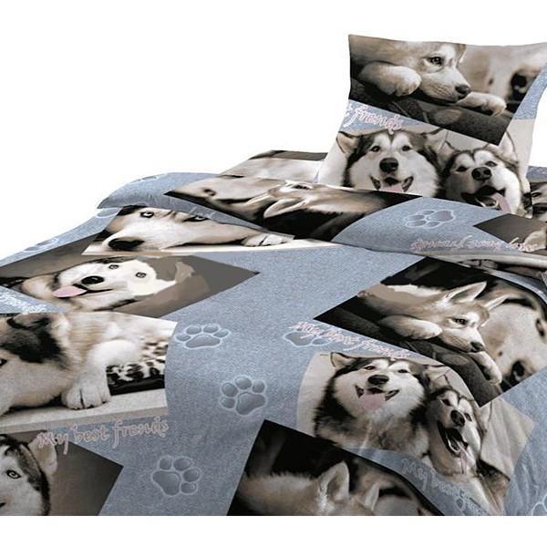 Сине-серая шуйская бязь с собаками