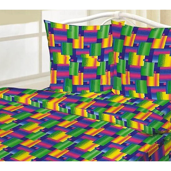 Разноцветная абстракция квадратов на шуйской бязи