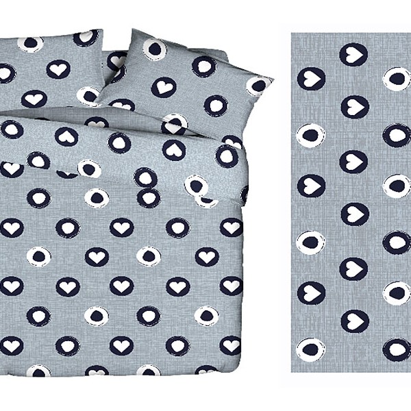 Простыни из светло-серой бязи эксклюзив с белыми сердцами
