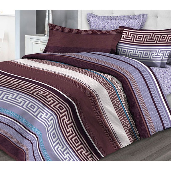 Бордово-фиолетовые полосы тейковской бязи с орнаментами светло-фиолетовым компаньоном