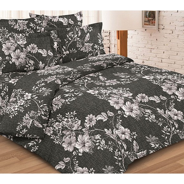 Темно-зеленая тейковской бязь со светло-серыми цветами