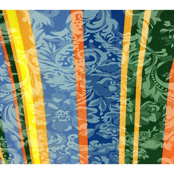 Тейковская бязь с белыми вензелями и разноцветными полосами