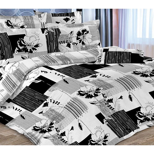 Белая тейковская бязь люкс с черно-белыми рисунками и абстракциями