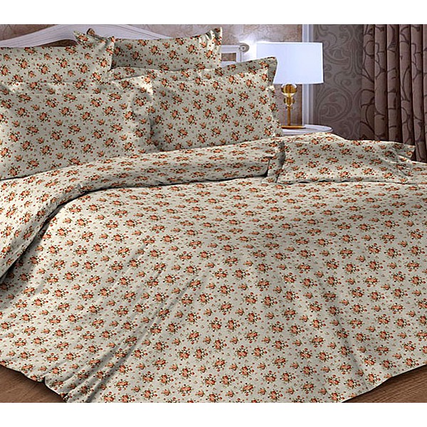 Бледновато-зеленоватая тейковская бязь с красными мелкими цветочками