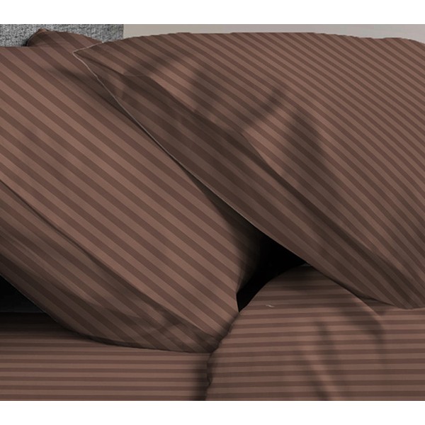 Коричневая перкаль с узкими полосами шоколадный брауни