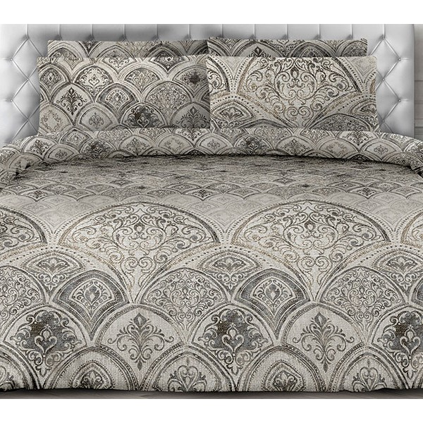 Светло-сероватая перкаль Арно с темно-серыми сложными рисунками