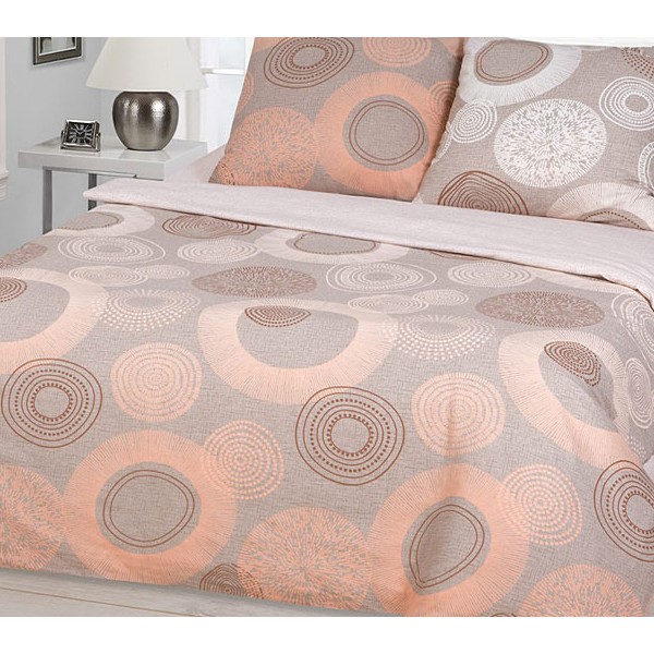 Постельное белье из коричневато-желтоватой бязи эксклюзив Анжелика со сложными белыми узорами