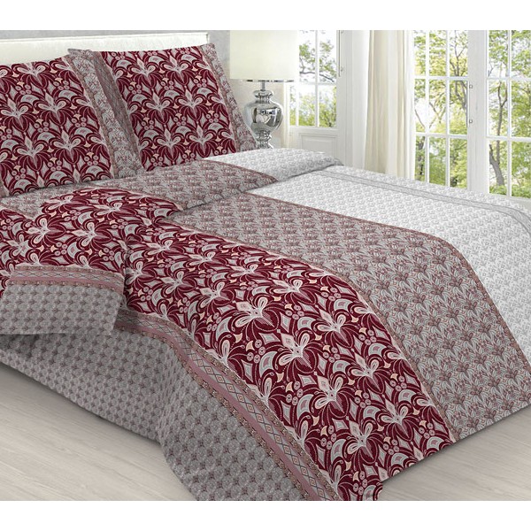 Постельное белье из серой бязи эксклюзив с красными рисунками