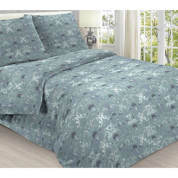 Постельное белье из серо-зеленоватой бязи эксклюзив с орнаментами