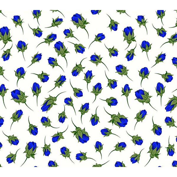 Постельное белье из белой бязи эксклюзив с ярко-синими бутонами цветов