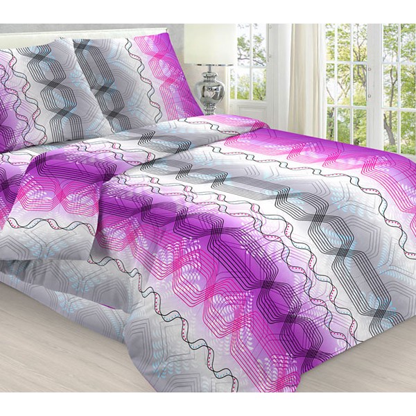 Наволочки из серо-малиновой бязи эксклюзив с разноцветными абстракциями