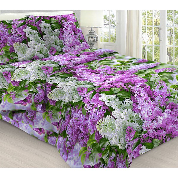 Пододеяльники из бело-сиреневых 3D цветов сирени бязи эксклюзив