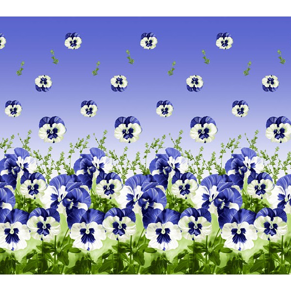 Простыни из сине-зеленой бязи эксклюзив Фиалки с яркими бело-синими цветами