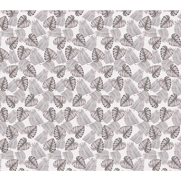 Белая бязь эксклюзив с коричневыми листьями