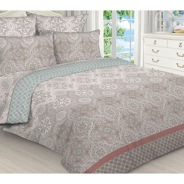 Серо-коричневая бязь эксклюзив со сложными орнаментами