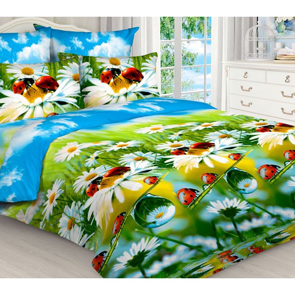 Пододеяльники из сине-зеленой бязи эксклюзив с ромашками