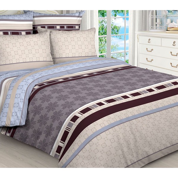 Пододеяльники из бежево-серой бязи эксклюзив с рисунками и голубым компаньоном