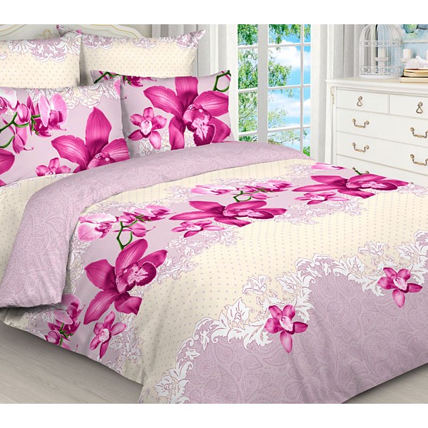 Наволочки из светло-желтой бязи эксклюзив с малиновыми цветами