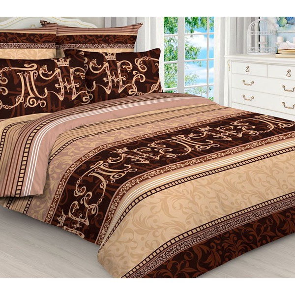 Пододеяльники из светло-бежевой бязи эксклюзив с темно-коричневыми рисунками