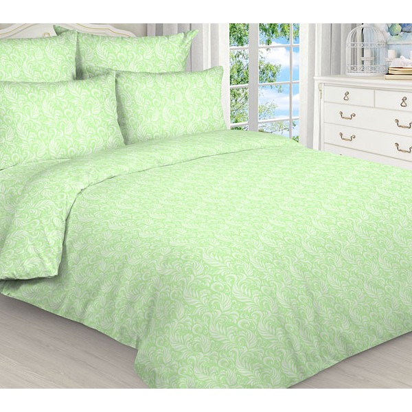 Пододеяльники из светло-зеленой бязи эксклюзив с белыми рисунками