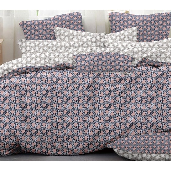 Пододеяльники из розовато-коричневатого твил-сатина с синим орнаментом с белым компаньоном с серым орнаментом
