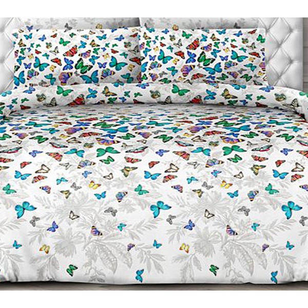 Белая бязь Тейково с разноцветными бабочками