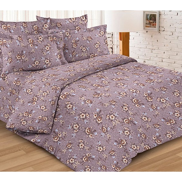 Темно-пурпурная бязь Тейково Камелия с букетами карамельных цветов.jpg