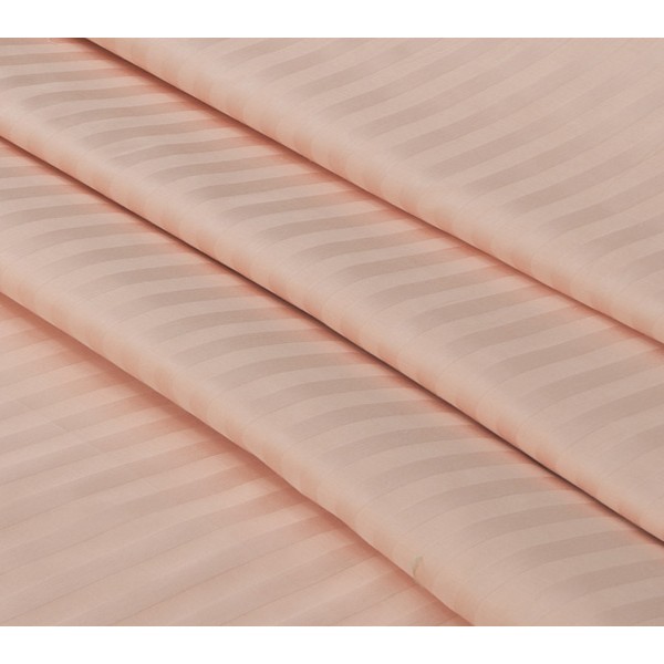Персиковый страйп-сатин в узкую полоску