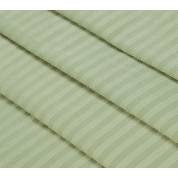 Светлый желтовато-зеленый страйп-сатин Олива в полоску