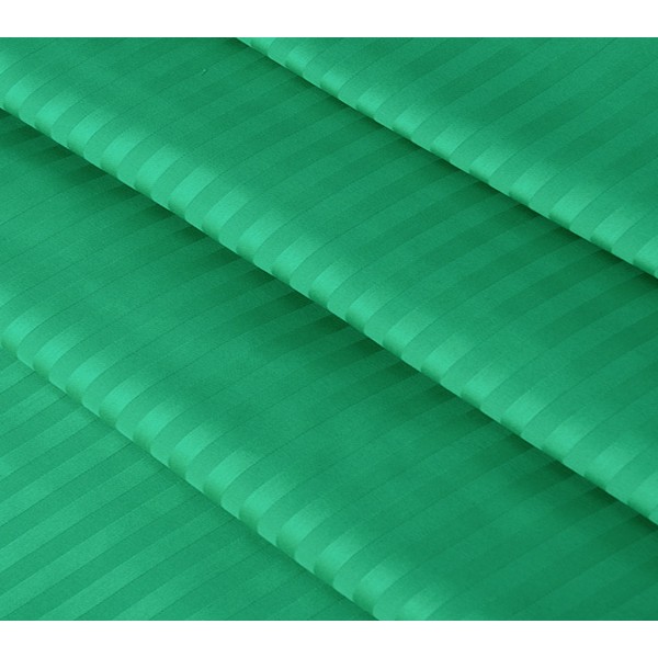 Ярко-зеленый страйп-сатин Изумруд в узкую полоску