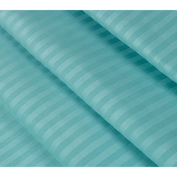 Бирюзовый страйп-сатин в узкую полоску