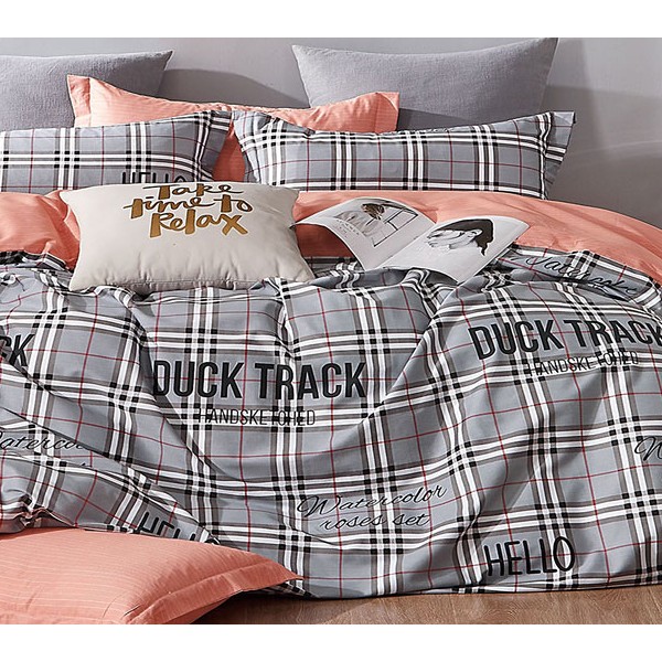 Серый твил-сатин с белыми полосами и светло-красным компаньоном