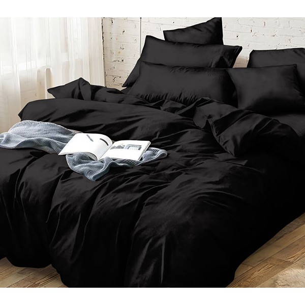 Наволочки из однотонного черного сатина