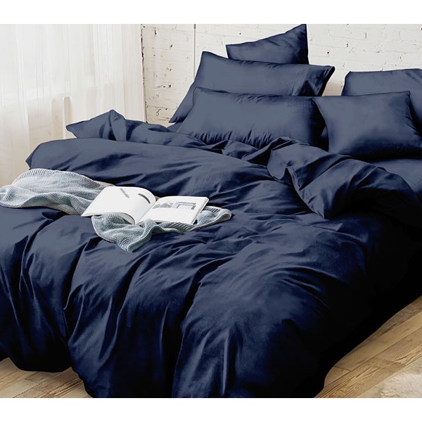 Темно-синий однотонный сатин