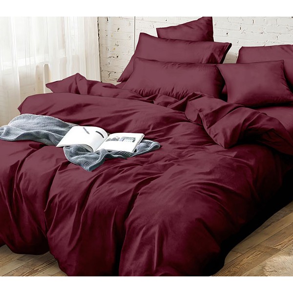 Наволочки из однотонного сатина бордо