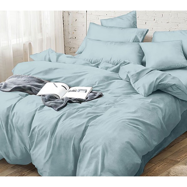 Наволочки из пыльно-голубого однотонного сатина