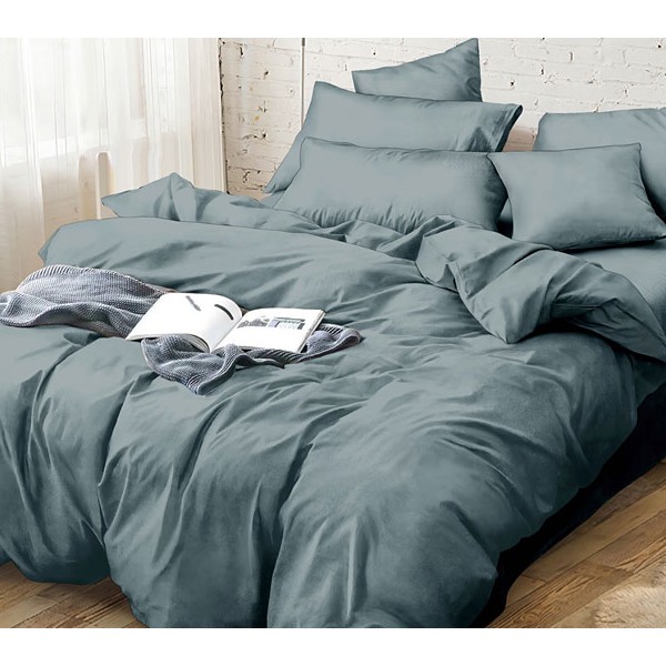 Наволочки из серо-зеленоватого однотонного сатина