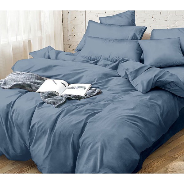 Сине-серый однотонный сатин