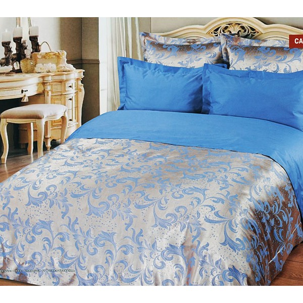 Постельное бельё ткань сатин жаккард серебристый с рисунком