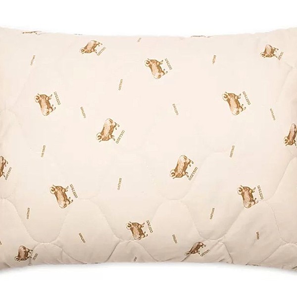 Подушка овечья шерсть ткань тик серебро - 1