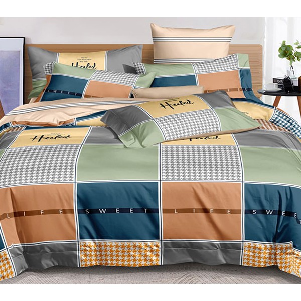 Постельное белье из разноцветной абстракции квадратов поплина