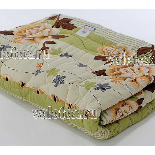 Этюд всесезонное одеяло легкофайбер облегченное бледно-зеленый полиэстер с рисунками