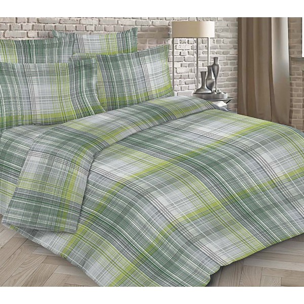 Серо-зеленая абстракция с полосками Шуйской бязи